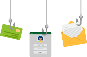 A graphic that displays phishing, a common fraud scam.